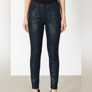 J Brand Blue Coated Snake Print Skinny Jeans (1045)